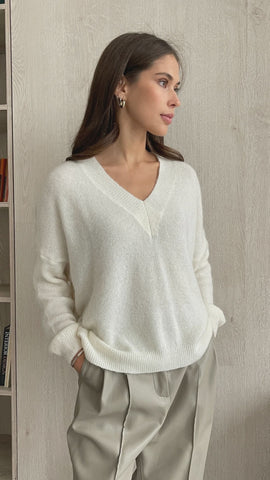 Charli April Alpaca V-Neck Sweater in Ivory