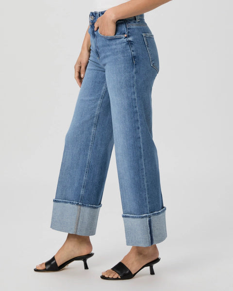 Paige Sasha Hi-Rise Wide Leg Ankle Jean w Cuff in Poet