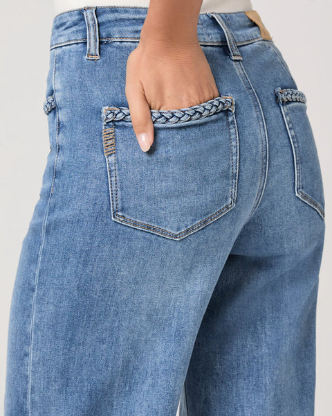 Paige Anessa 31" Relaxed Wide Leg with Braided Pocket Detail in Encino