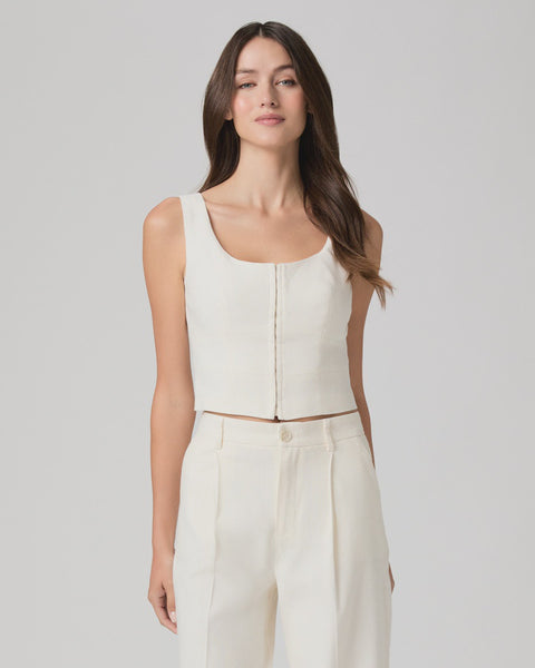 Paige Carra Tailored Top in Bone