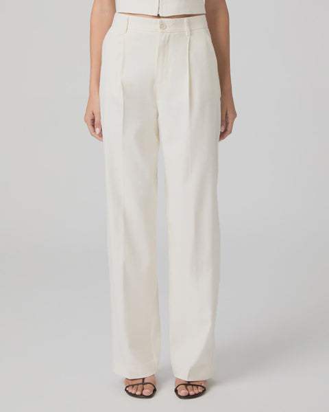 Paige Westin Pleated Trouser in Bone