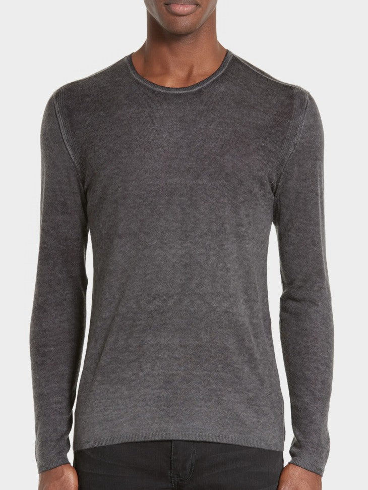 John Varvatos PETE Silk /Cashmere Crew - Medium Grey