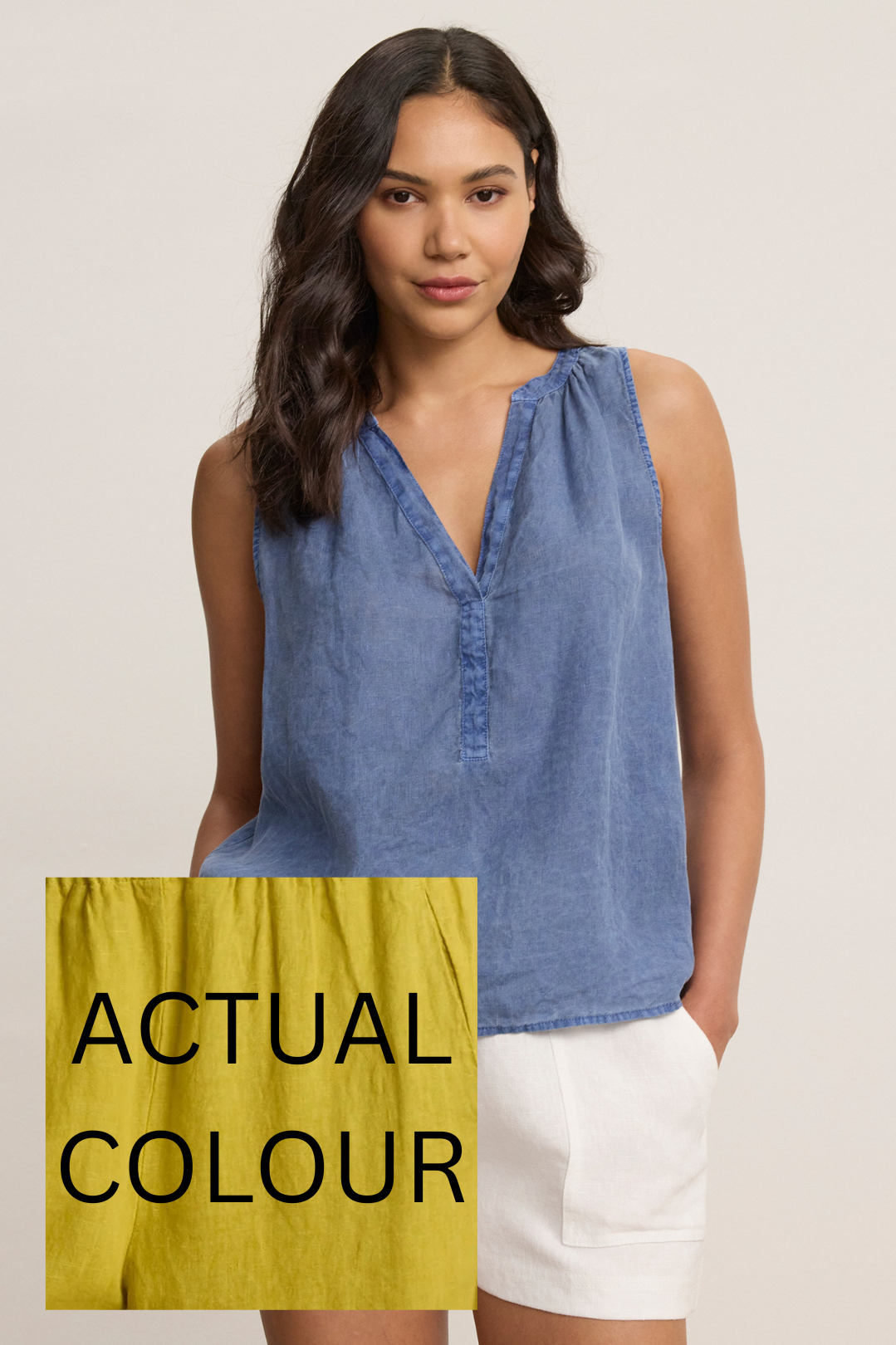 Velvet Tacy Woven Linen Sleeveless Top in Dandelion