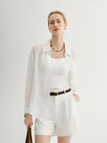Meilleur Moment Ramie Button Front Shirt in White