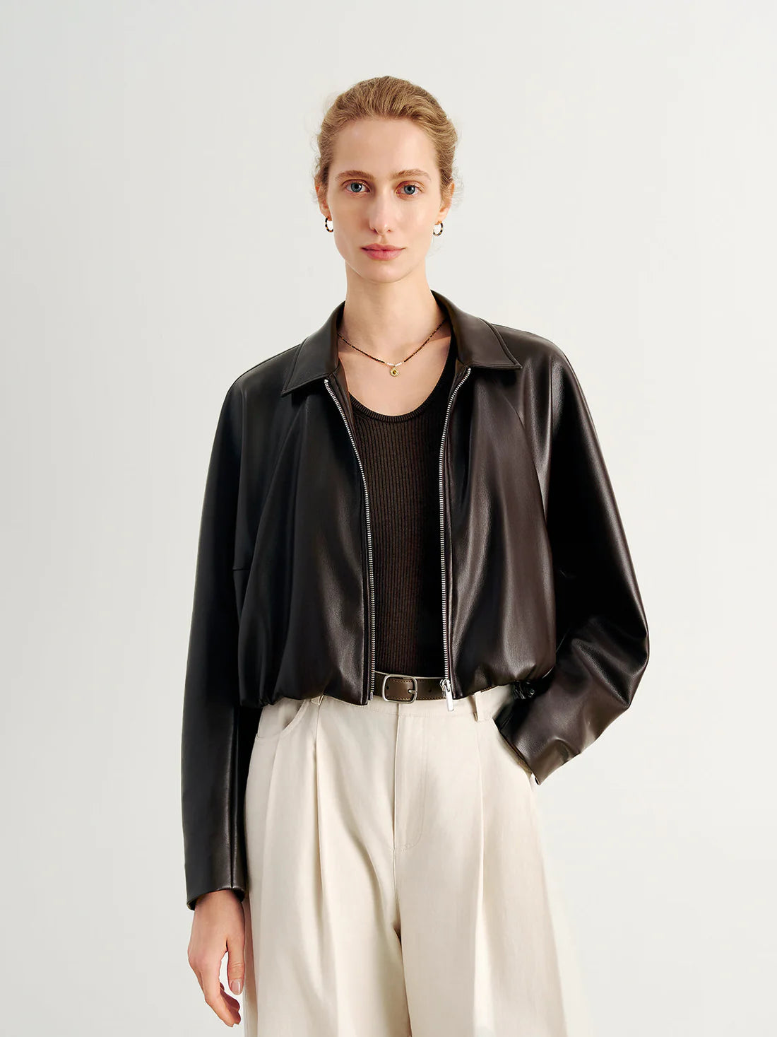 Meilleur Moment Faux Leather Jacket in Dark Maroon