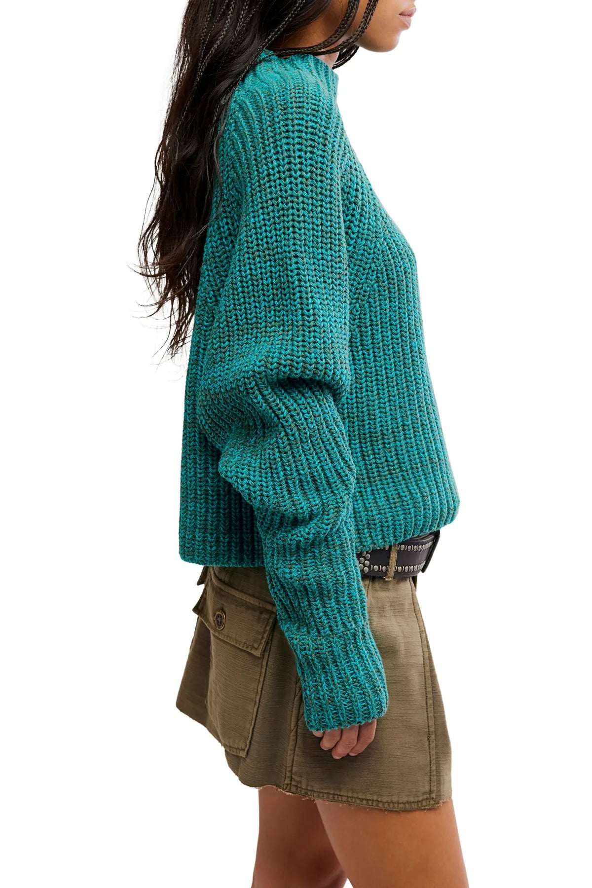 Free People Low Tide Pullover in Deep Lagoon