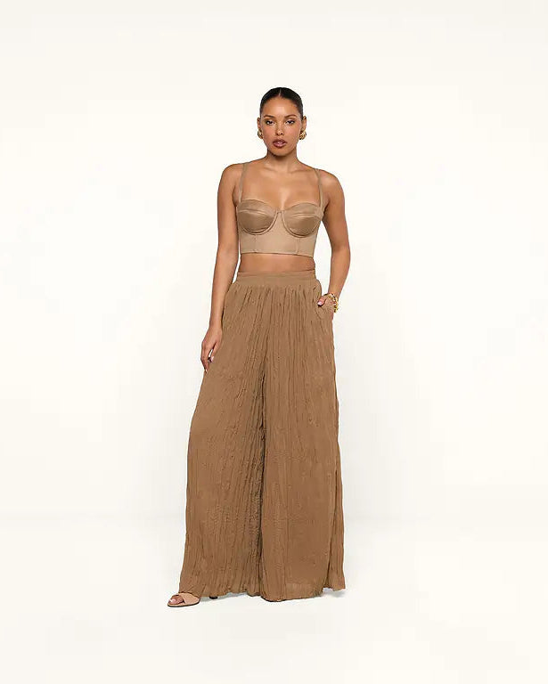 L'AGENCE Ethel Pleated Pant in Barley