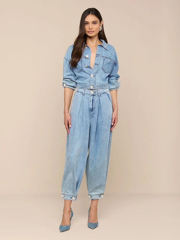 L'AGENCE Elias High Rise Convertible Wide Leg/Bubble Jean in Oxnard