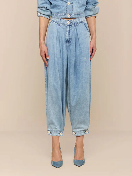 L'AGENCE Elias High Rise Convertible Wide Leg/Bubble Jean in Oxnard