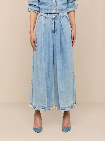 L'AGENCE Elias High Rise Convertible Wide Leg/Bubble Jean in Oxnard