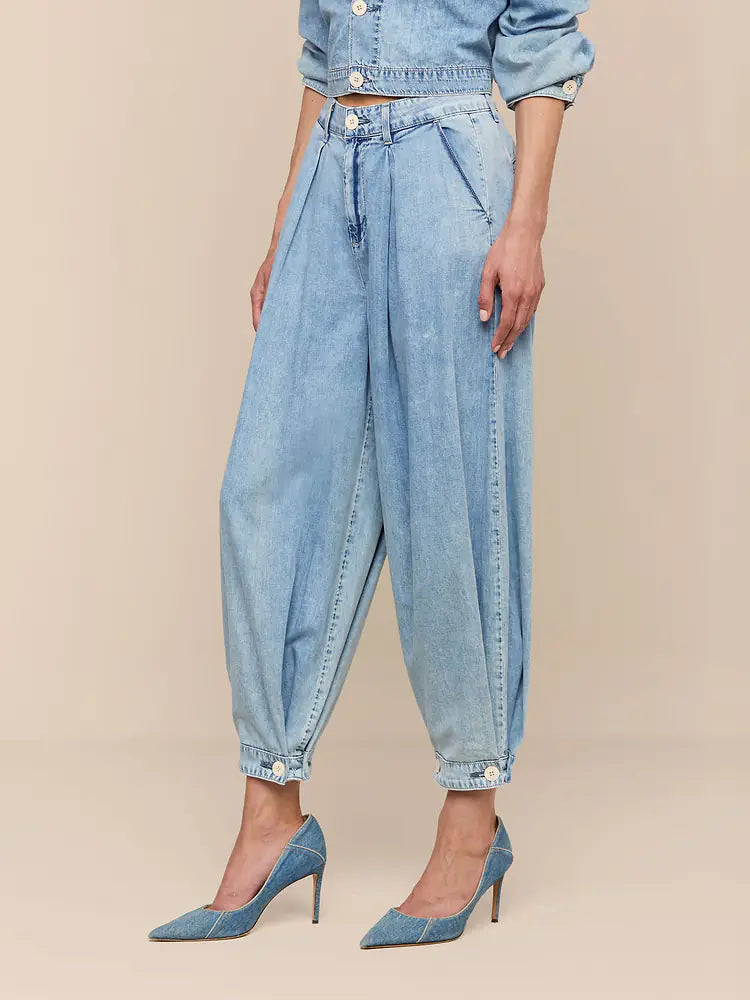 L'AGENCE Elias High Rise Convertible Wide Leg/Bubble Jean in Oxnard