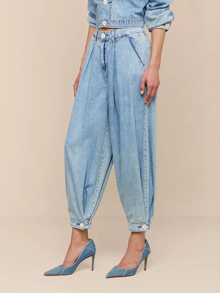 L'AGENCE Elias High Rise Convertible Wide Leg/Bubble Jean in Oxnard