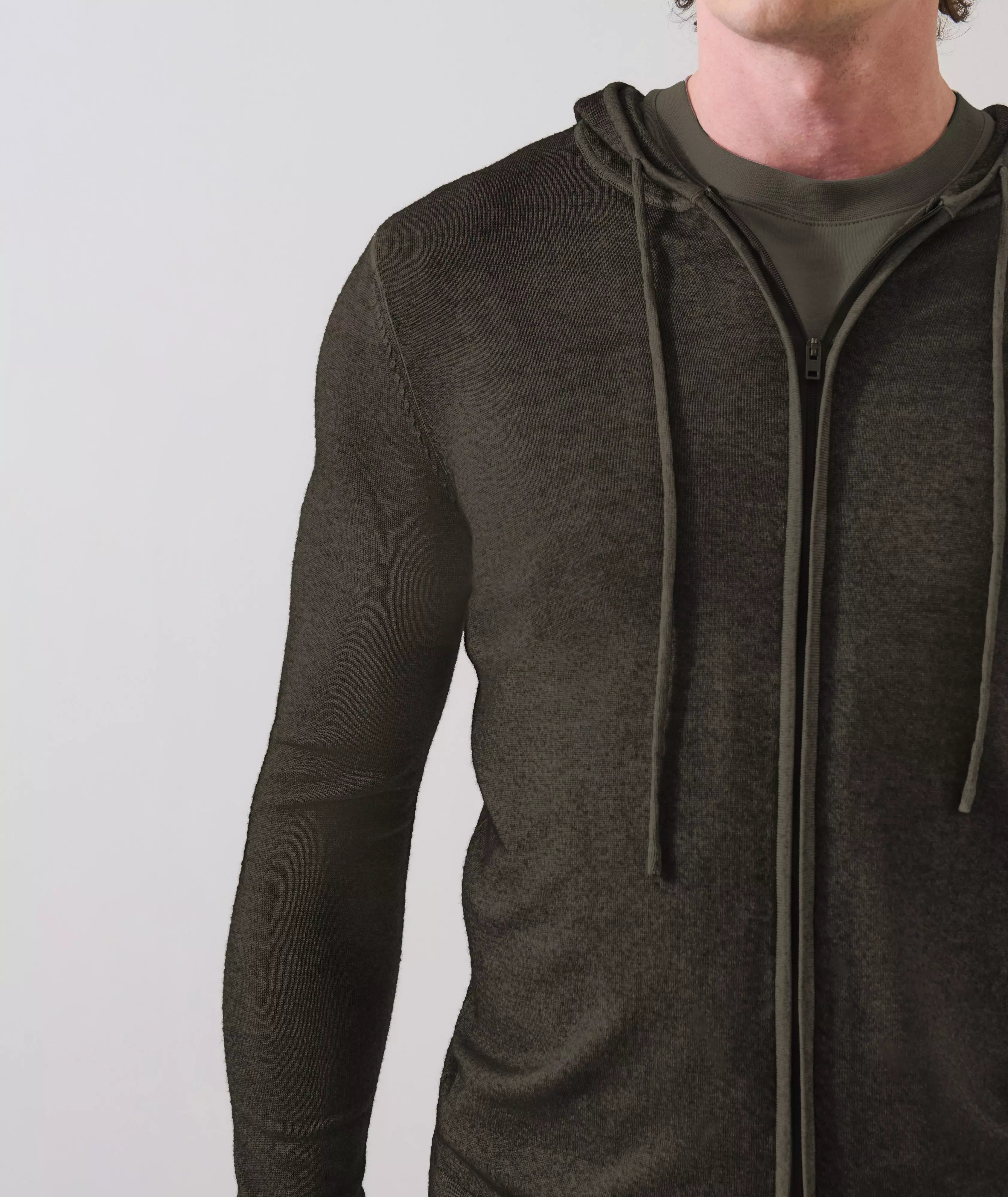 Patrick Assaraf Extra Fine Merino Vintage Zip Hoodie - Chocolate