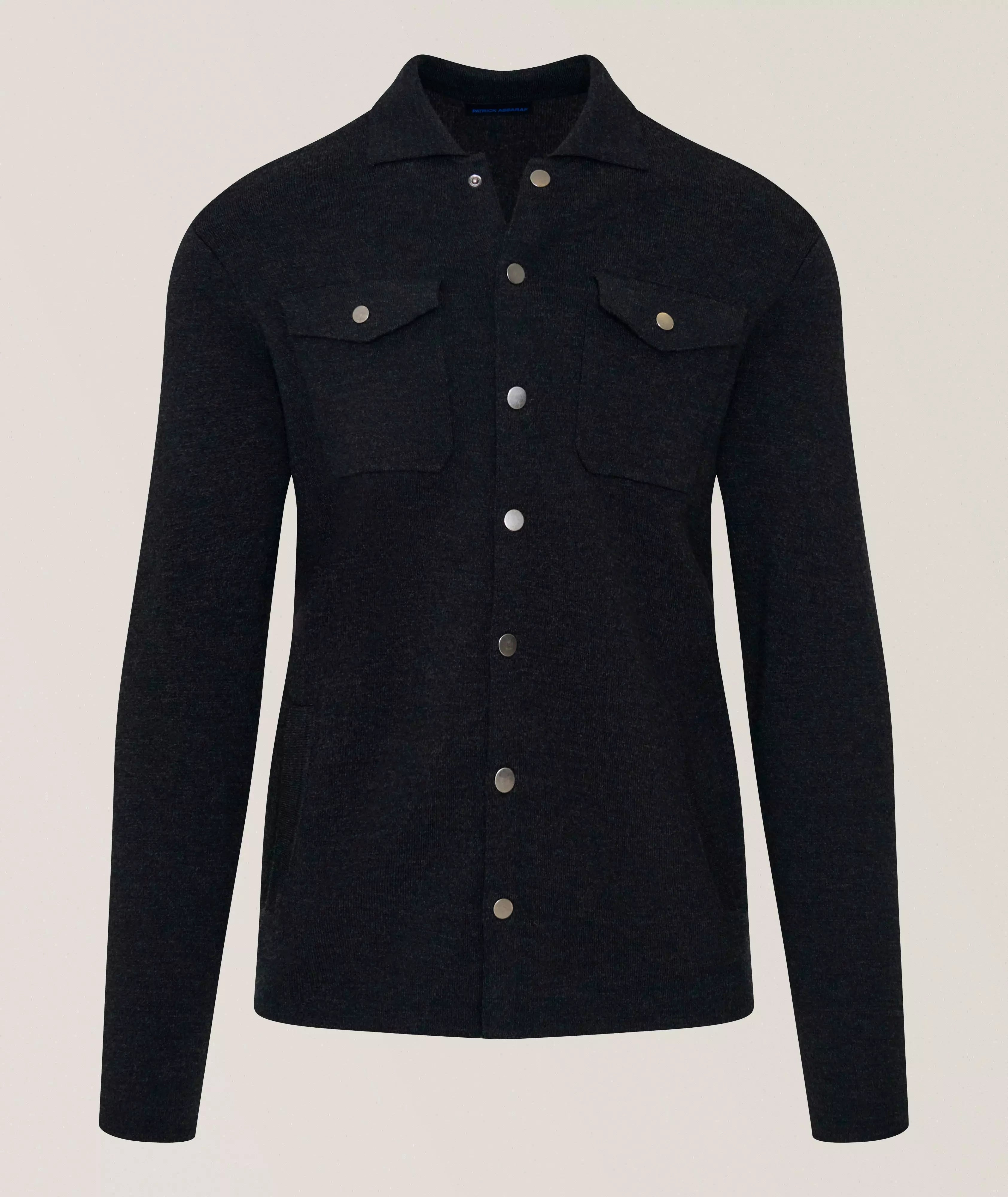 Patrick Assaraf Milano Stitch Snap Front Shirt Jacket - Noir