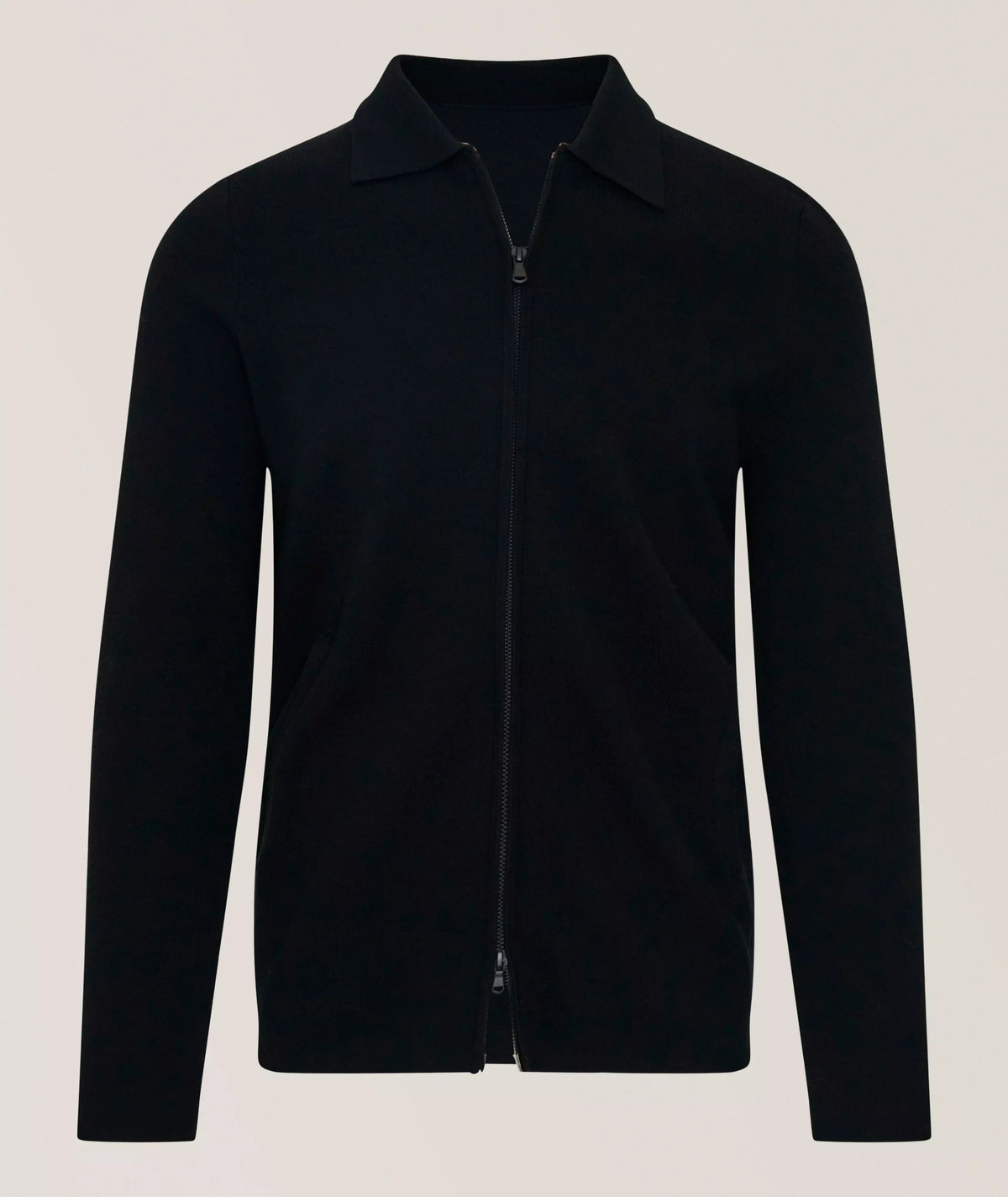 Patrick Assaraf Milano Stitch Full Zip Shirt Jacket - Black