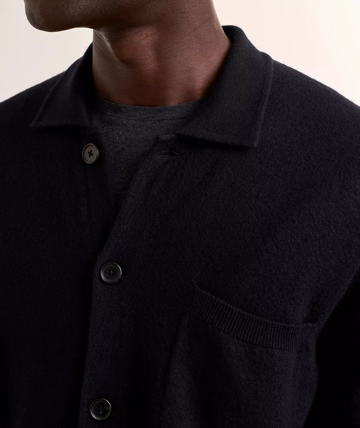 Patrick Assaraf Boiled Wool Button Front Shirt Jacket in Dark Navy