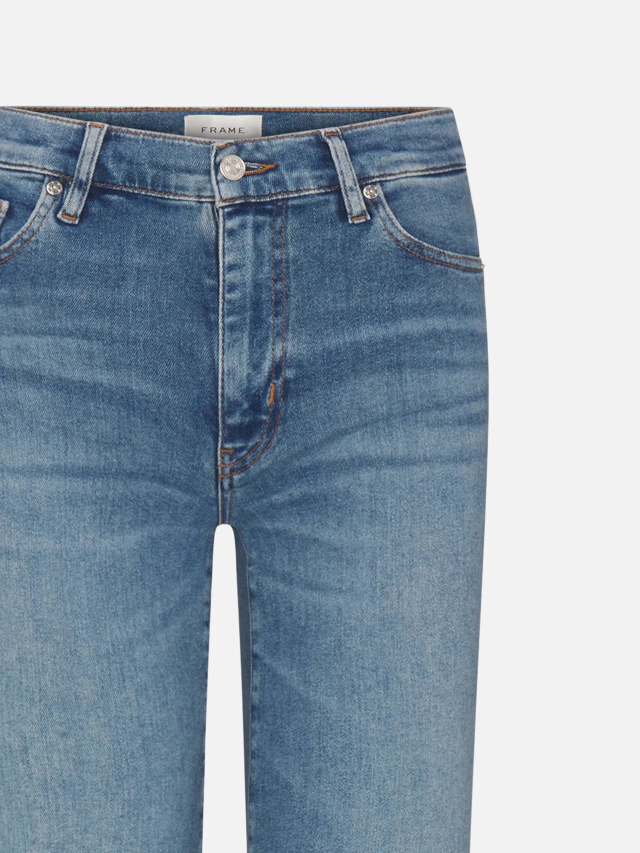 FRAME The Mellow Mid-Rise Slim Wide Leg in Clue Raw After