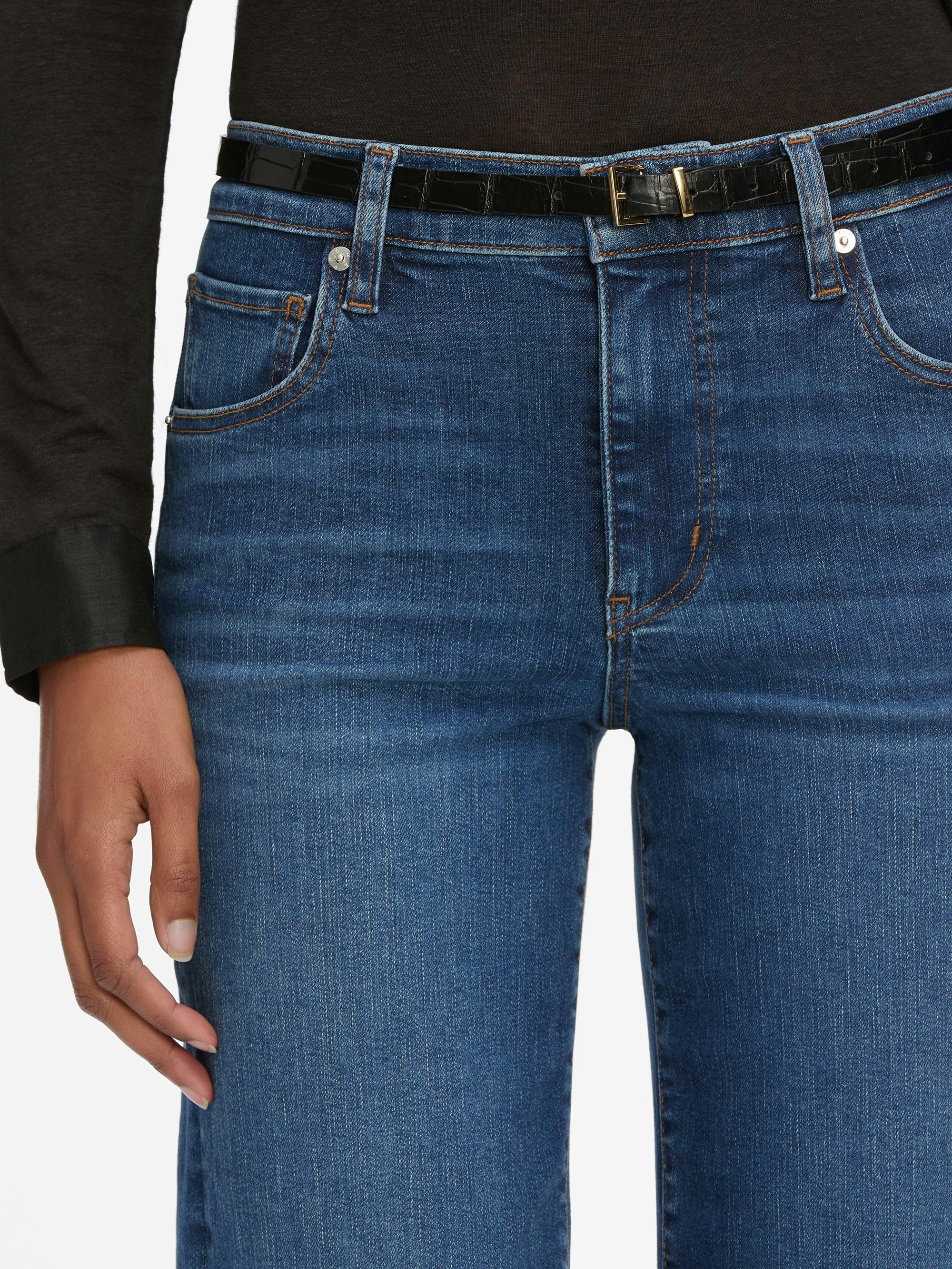 FRAME The Mellow Mid-Rise Slim Wide Leg in Elixir Raw After
