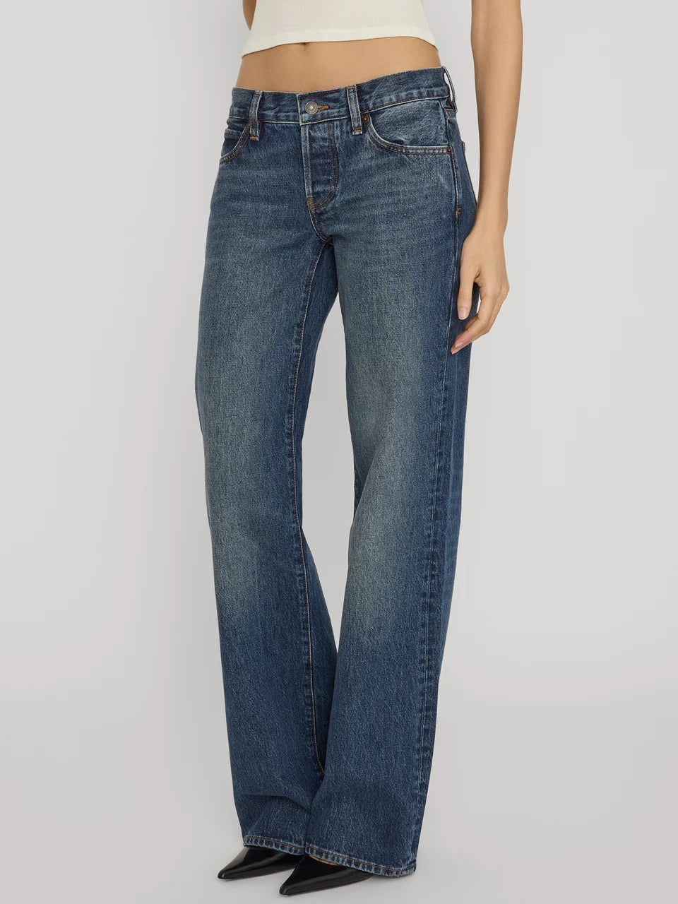 FRAME The Gray Low-Rise Wide Leg in Tolerate