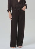 Citizens of Humanity Brynn Drawstring Linen Trouser in Chocolate