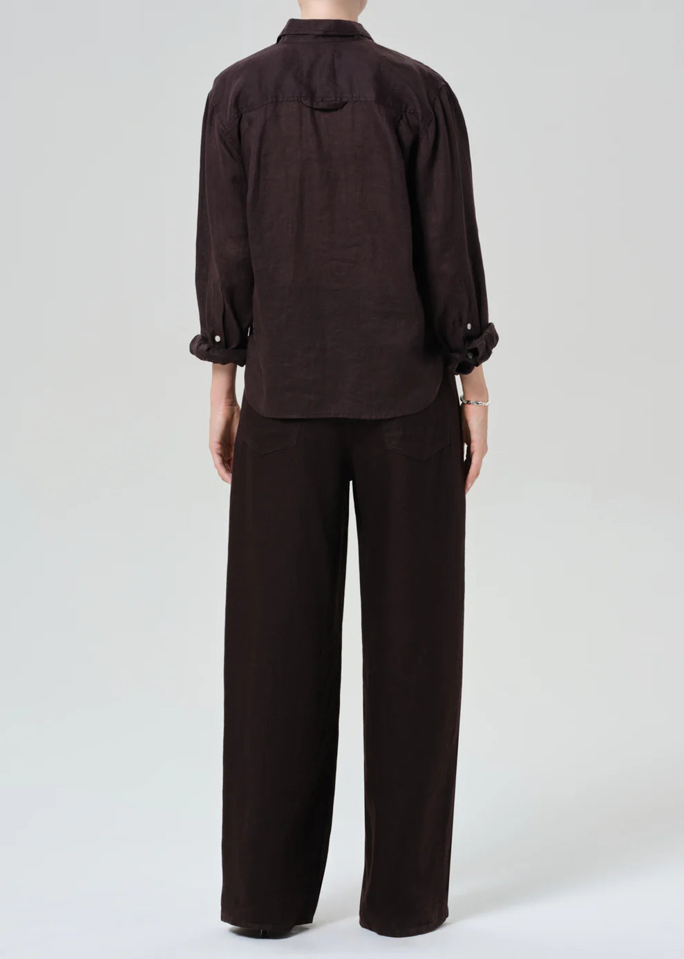 Citizens of Humanity Brynn Drawstring Linen Trouser in Chocolate