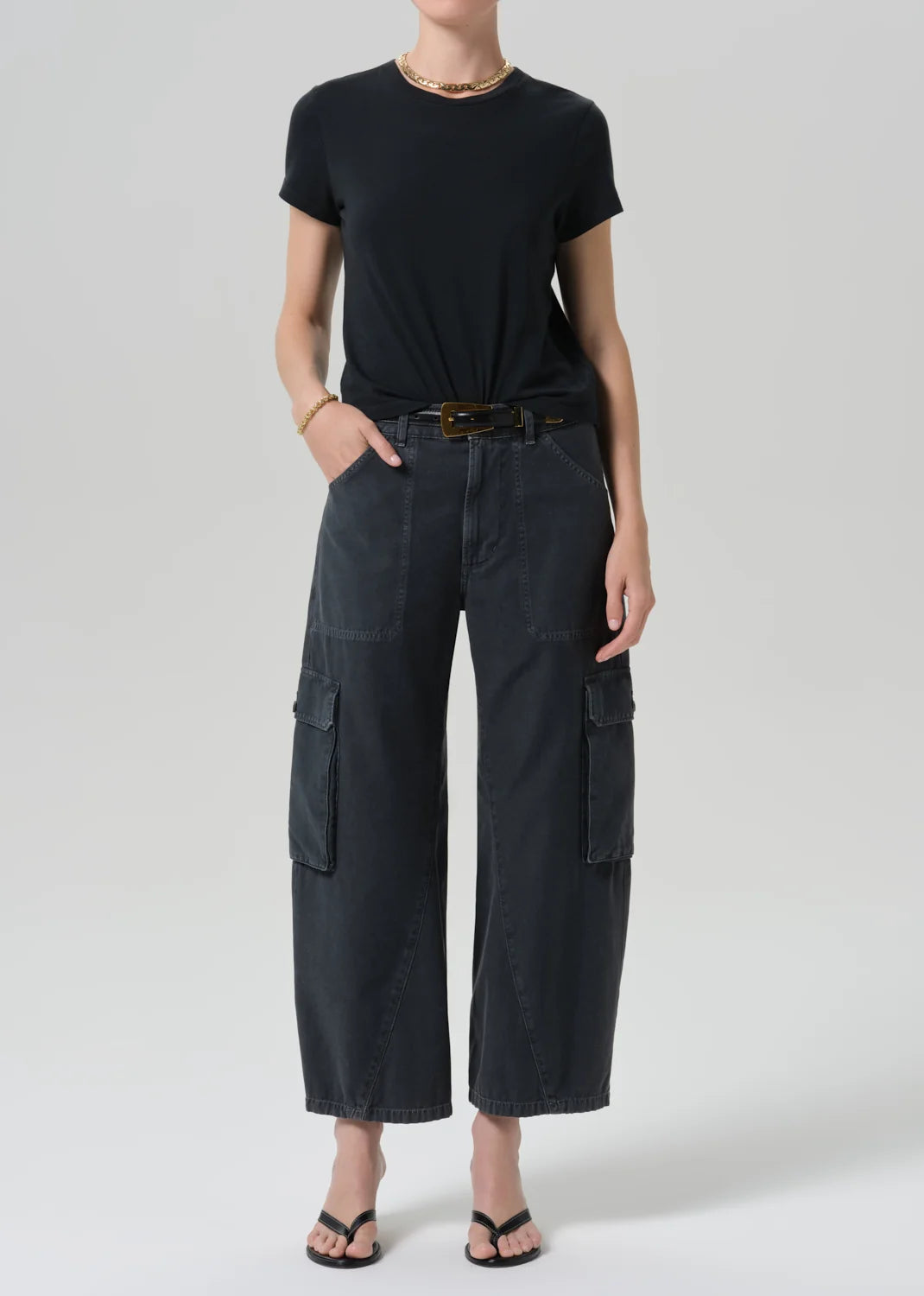 Citizens of Humanity Thassos Twisted Seam Utility Pant in Washed Black