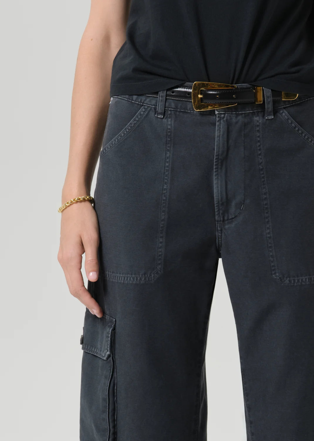 Citizens of Humanity Thassos Twisted Seam Utility Pant in Washed Black
