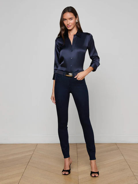 L'AGENCE Leather Biker Jacket in Black