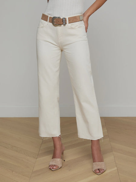 L’AGENCE Wanda Hi Rise Crop Wide Leg in Light Ecru