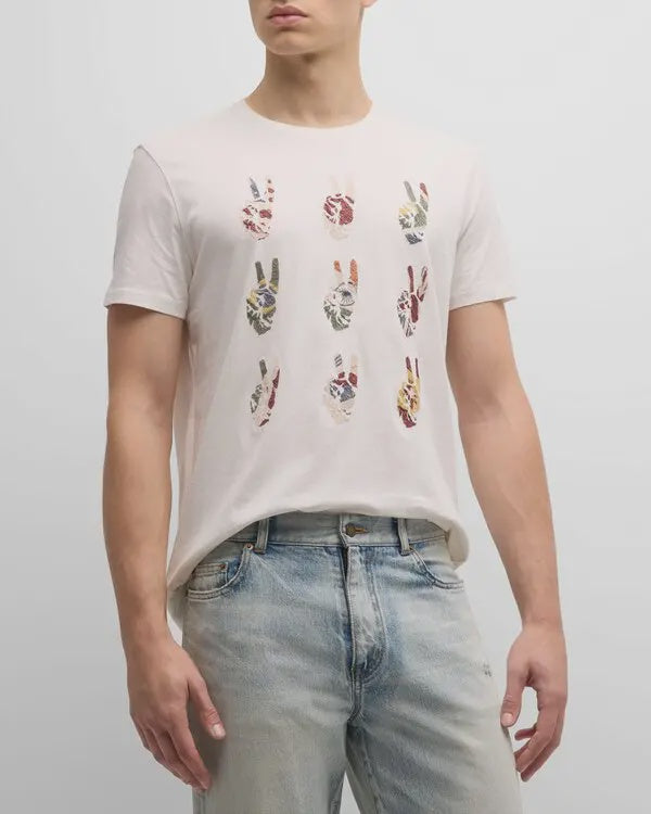 John Varvatos Multi Peace Hand Tee - Salt