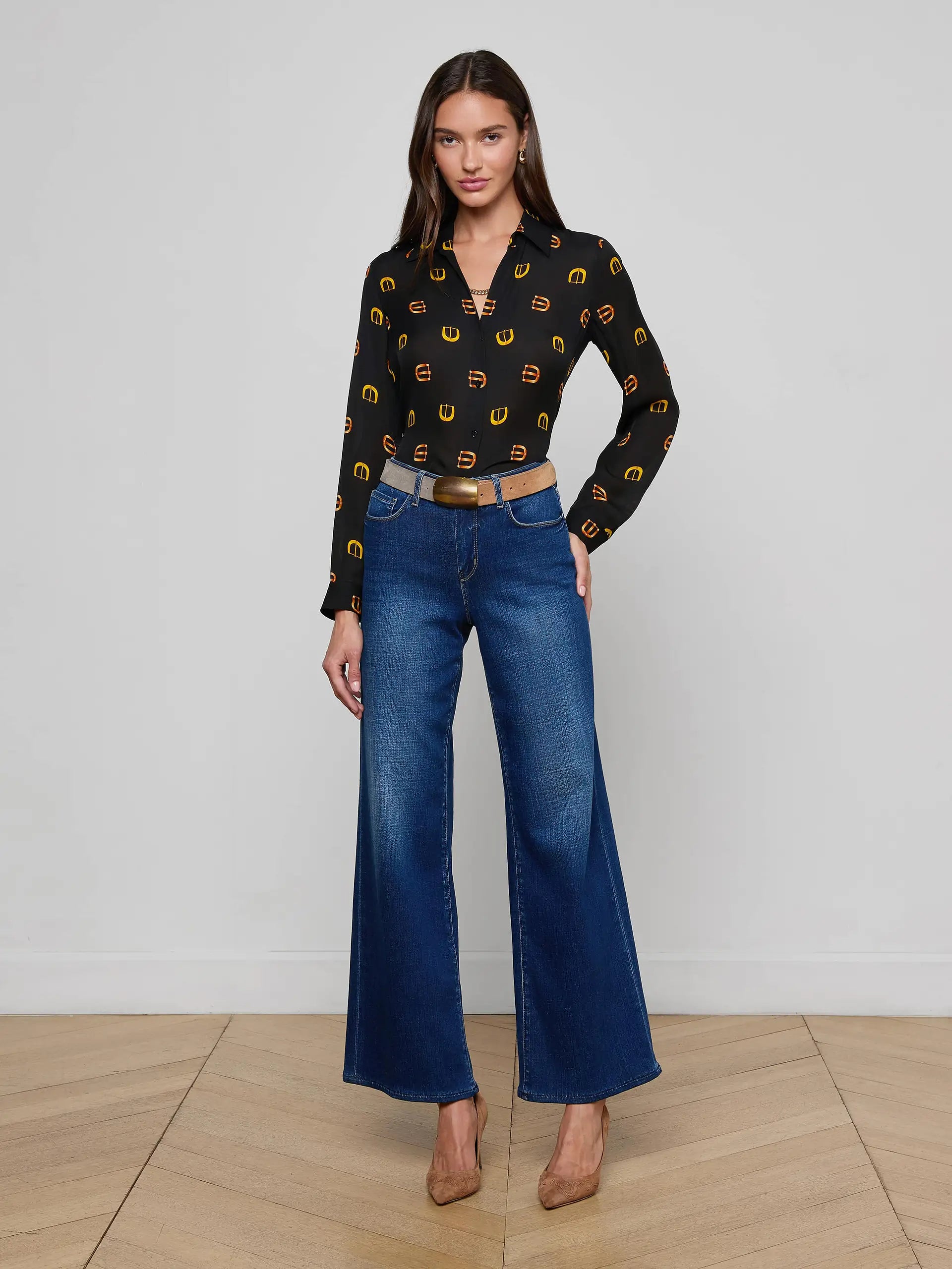 L'AGENCE Alicent Hi Rise Sneaker Wide Leg Jean in Marvista