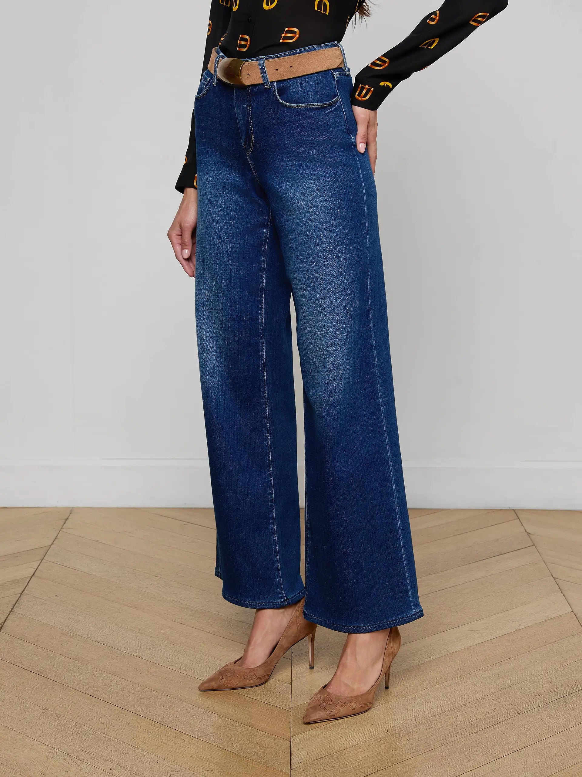 L'AGENCE Alicent Hi Rise Sneaker Wide Leg Jean in Marvista