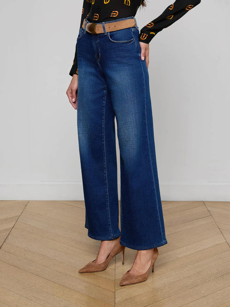 L'AGENCE Alicent Hi Rise Sneaker Wide Leg Jean in Marvista