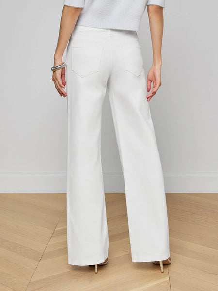 L'AGENCE Joanne Low Rise Wide Leg Jean in Blanc