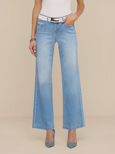 L'AGENCE Joanne Low Rise Wide Leg Jean in Pacific