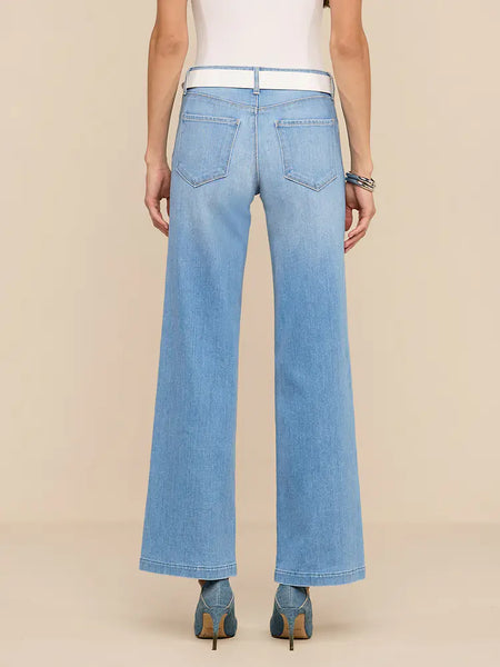 L'AGENCE Joanne Low Rise Wide Leg Jean in Pacific