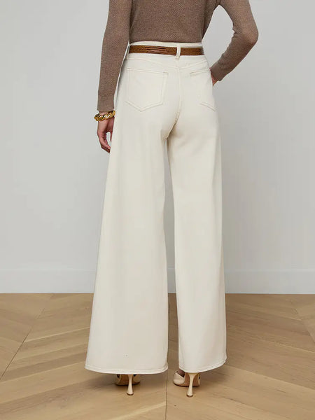 L'AGENCE Beau Wide Leg Jean with Twisted Seam in Macadamia