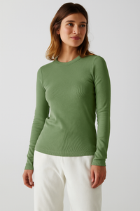 Velvet JG Camino Modal Rib Long Sleeve in Army