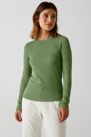 Velvet JG Camino Modal Rib Long Sleeve in Army