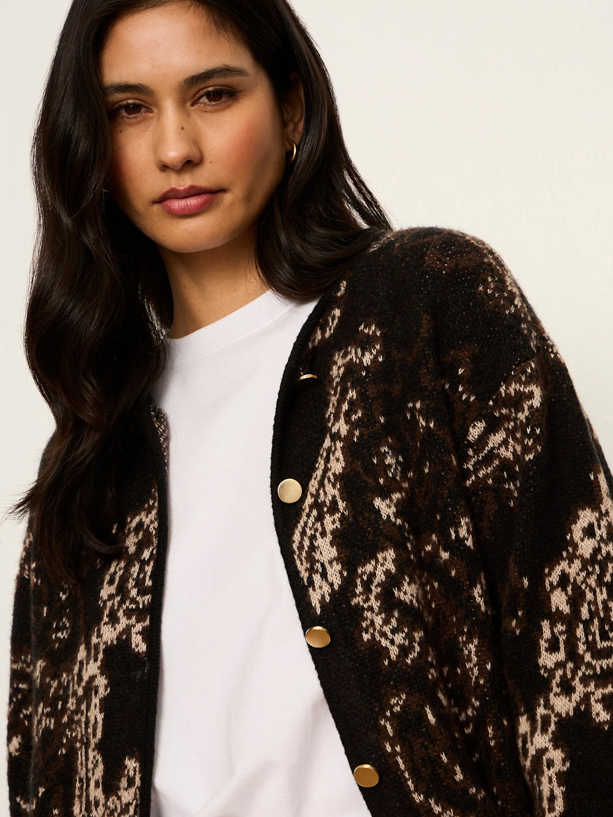 Sanctuary Jacquard Knit Jacket in Black Paisley