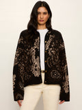 Sanctuary Jacquard Knit Jacket in Black Paisley