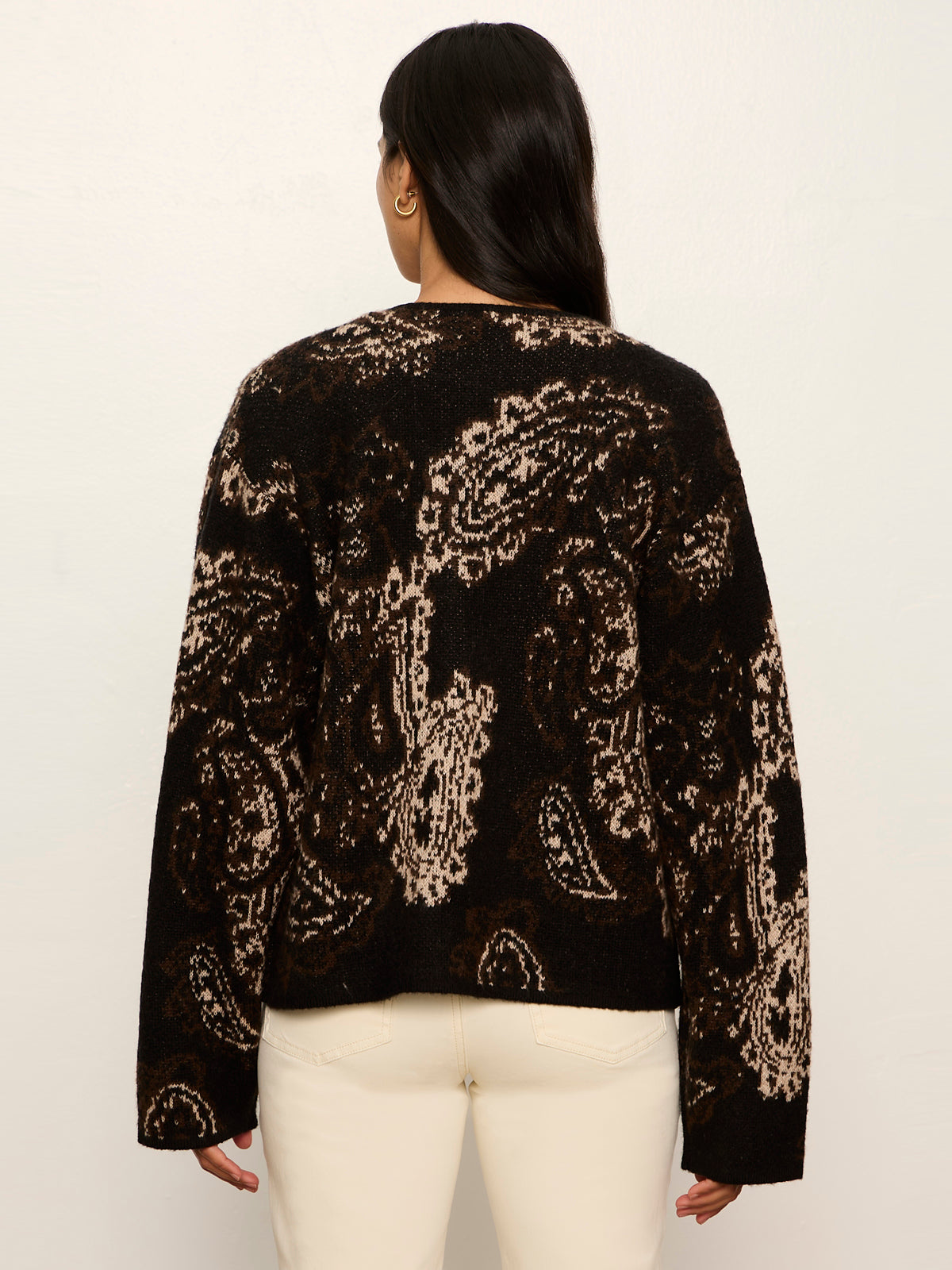 Sanctuary Jacquard Knit Jacket in Black Paisley
