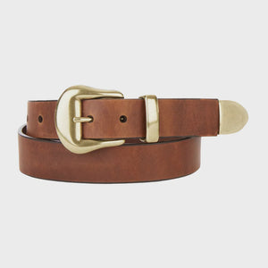 Brave Joelle classic tipped belt in brandy with gold