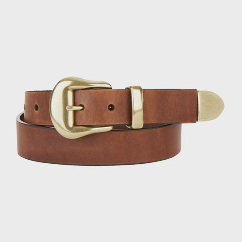 Brave Joelle classic tipped belt in brandy with gold