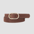 Brave Kezia Suede Belt in Castoro with Polished Gold