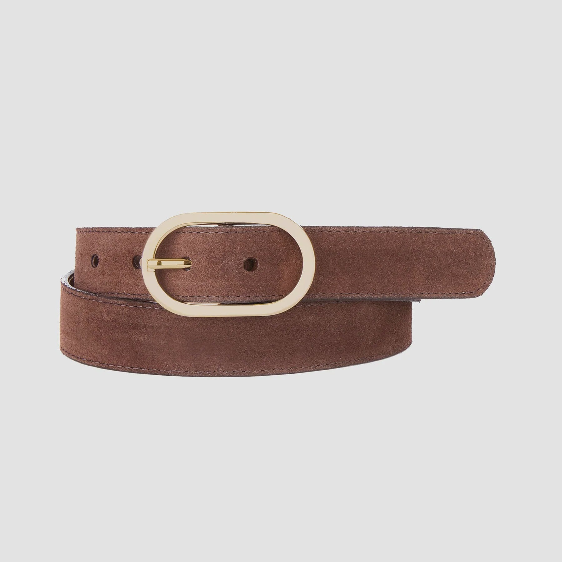 Brave Kezia Suede Belt in Castoro with Polished Gold