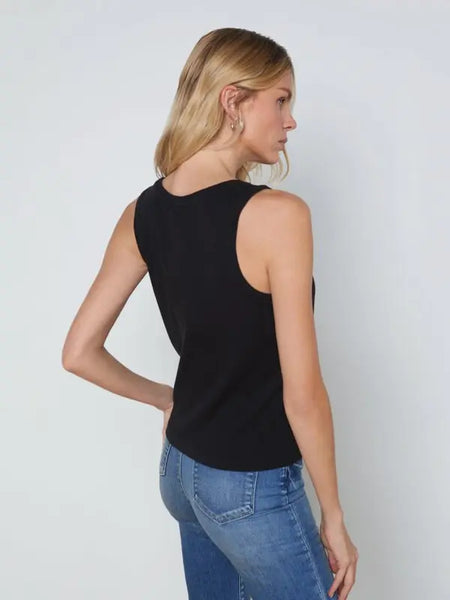L'AGENCE Mikaela Cotton Tank Top in Black
