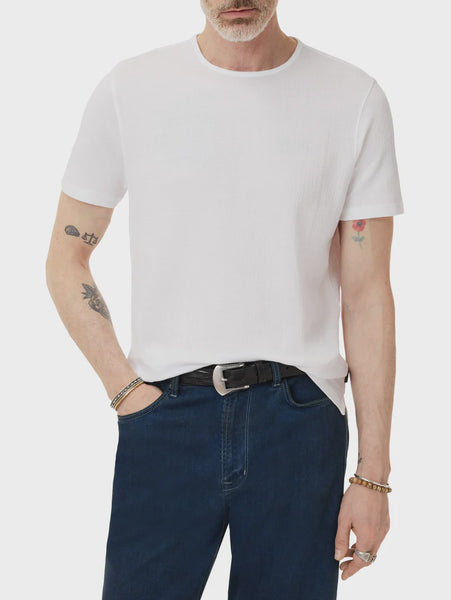 John Varvatos STANLEY S/S Crew in Broken Stitch - White