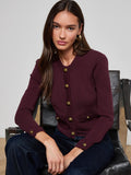 L'AGENCE Patsy Crop Crew Cardigan in Malbec/Gold