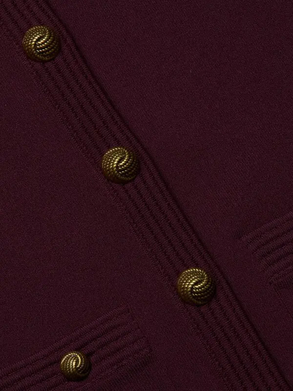 L'AGENCE Patsy Crop Crew Cardigan in Malbec/Gold